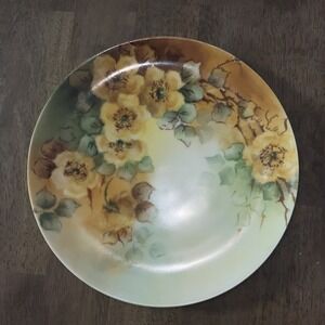 Haviland France Hand Painted Floral Plate Yellow Roses Vintage Collectible
